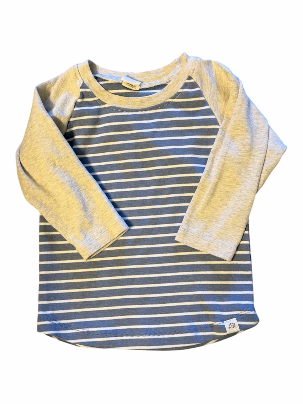 Lulu & Roo Striped Long-Sleeve Raglan Tee - Gray & Blue